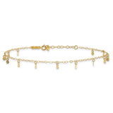 14K Oval Chain Diamond Cut Dots 9in plus 1in Ext Anklet