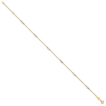 14k Two-tone CZ 9in Plus 1in ext. Anklet