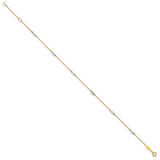 14k Two-tone CZ 9in Plus 1in ext. Anklet