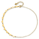 14K Oval Link Chain with Hearts 10in Plus 1in Ext Anklet