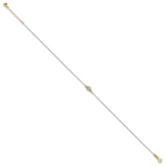14K White Gold Ropa Two-tone Diamond Cut Bead 9in Plus 1in Ext. Anklet