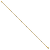 14K Two-tone Diamond-cut Beads 9in Plus 1in Ext. Anklet