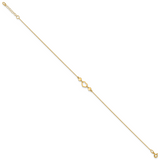 14k Polished Heart with 10in Plus .75in ext. Anklet
