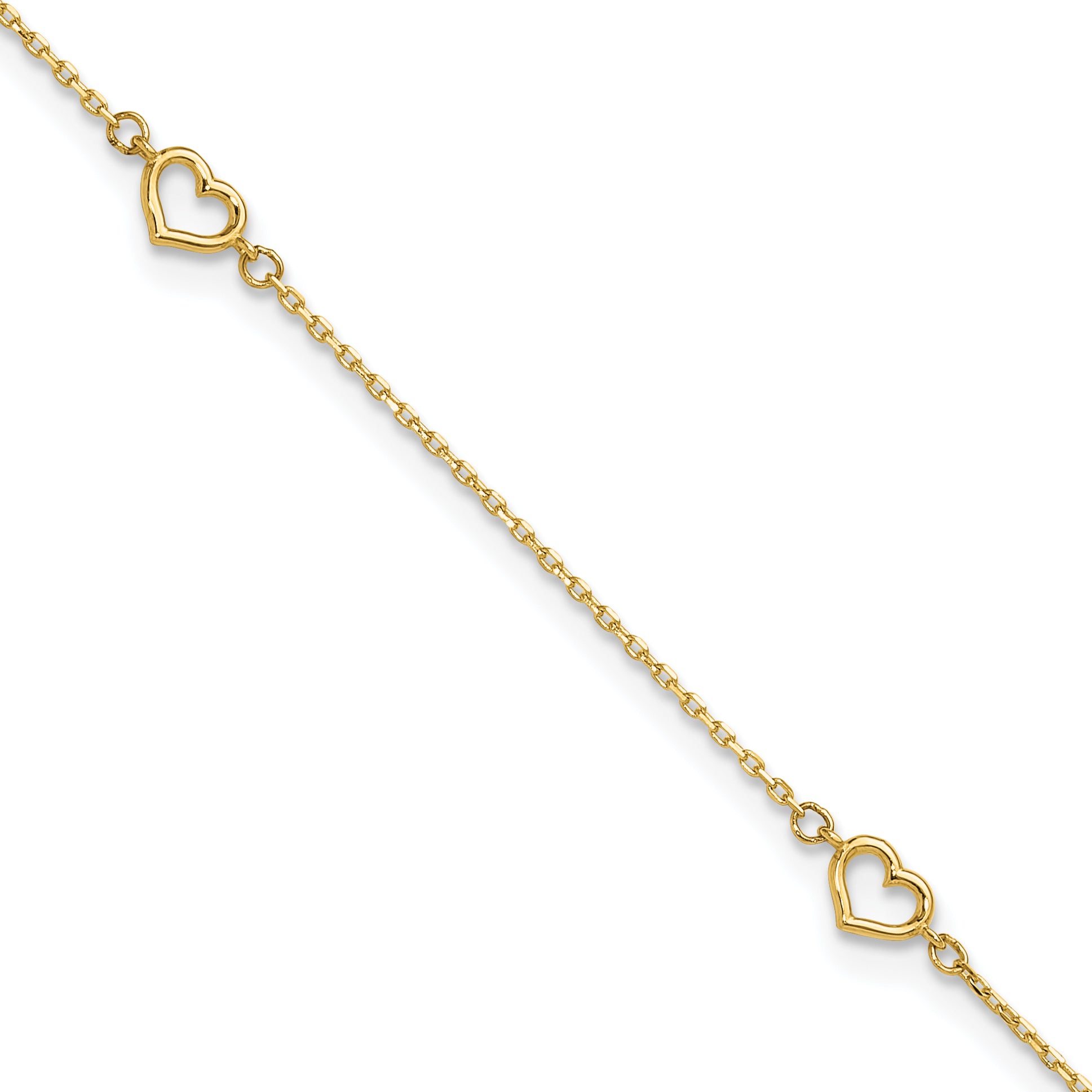 14K Heart 10in Plus 1in ext. Anklet