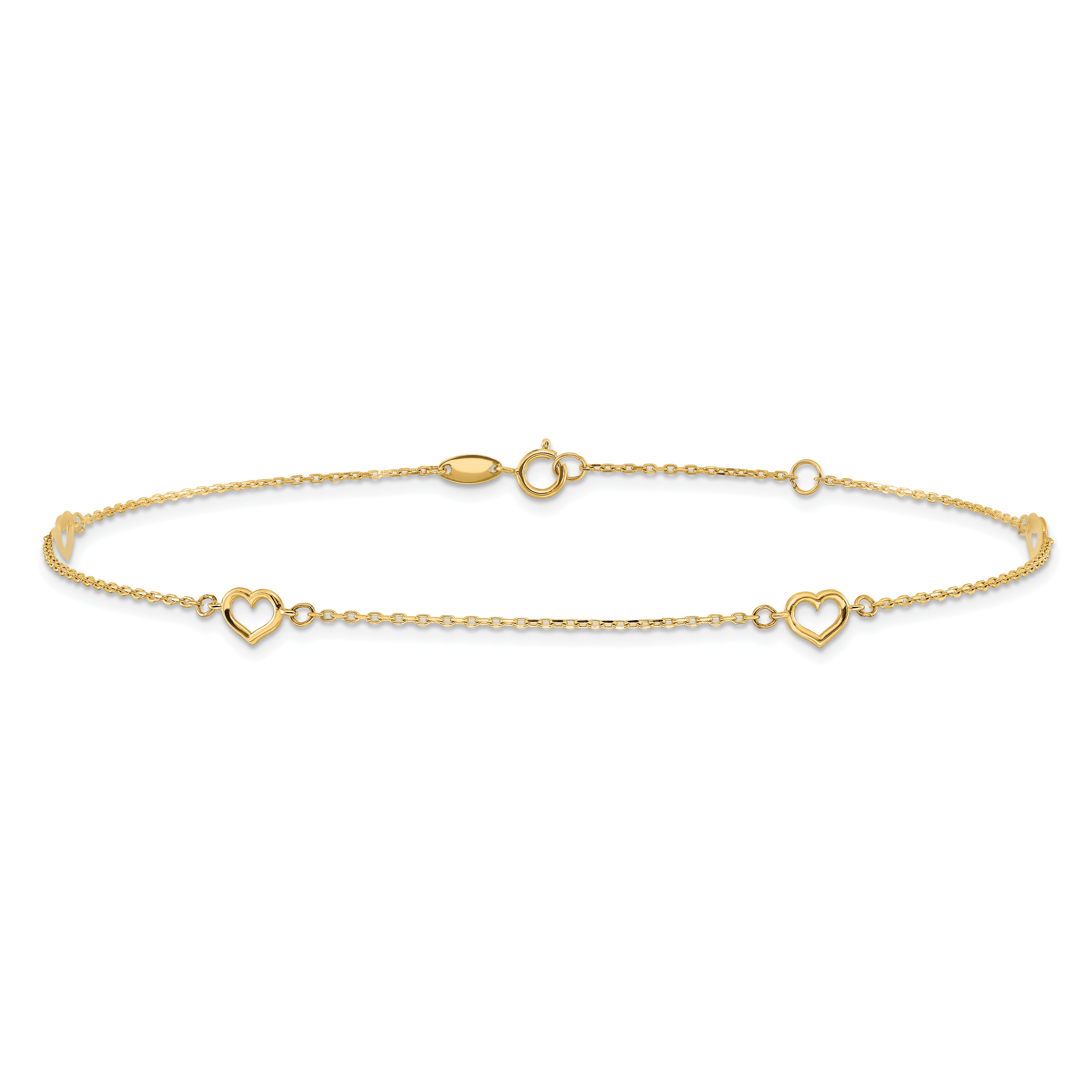 14K Heart 10in Plus 1in ext. Anklet
