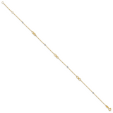 14K Two-Tone Diamond-cut Beads and Infinity 10in Plus 1in ext. Anklet