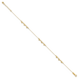 14K Diamond-cut Hearts 9in Plus 1in ext  Anklet