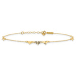 14K Diamond-cut Hearts 9in Plus 1in ext  Anklet