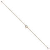 14k Rose Gold Double Strand Heart 9in Plus 1in Ext Anklet