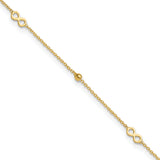14K Polished Infinity 9in Plus 1in ext Anklet