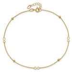 14K Polished Infinity 9in Plus 1in ext Anklet