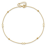 14K Polished Infinity 9in Plus 1in ext Anklet