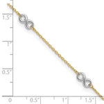 14K Two-tone Polished Infinity 9in Plus 1 in ext. Anklet