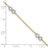 14K Two-tone Polished Infinity 9in Plus 1 in ext. Anklet