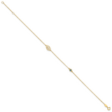 14k Leaf and Glass Eye Bead 9in Plus 1in Ext  Anklet