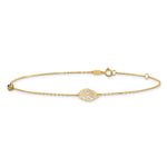 14k Leaf and Glass Eye Bead 9in Plus 1in Ext  Anklet
