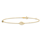 14k Leaf and Glass Eye Bead 9in Plus 1in Ext  Anklet
