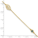 14k Leaf and Glass Eye Bead 9in Plus 1in Ext  Anklet