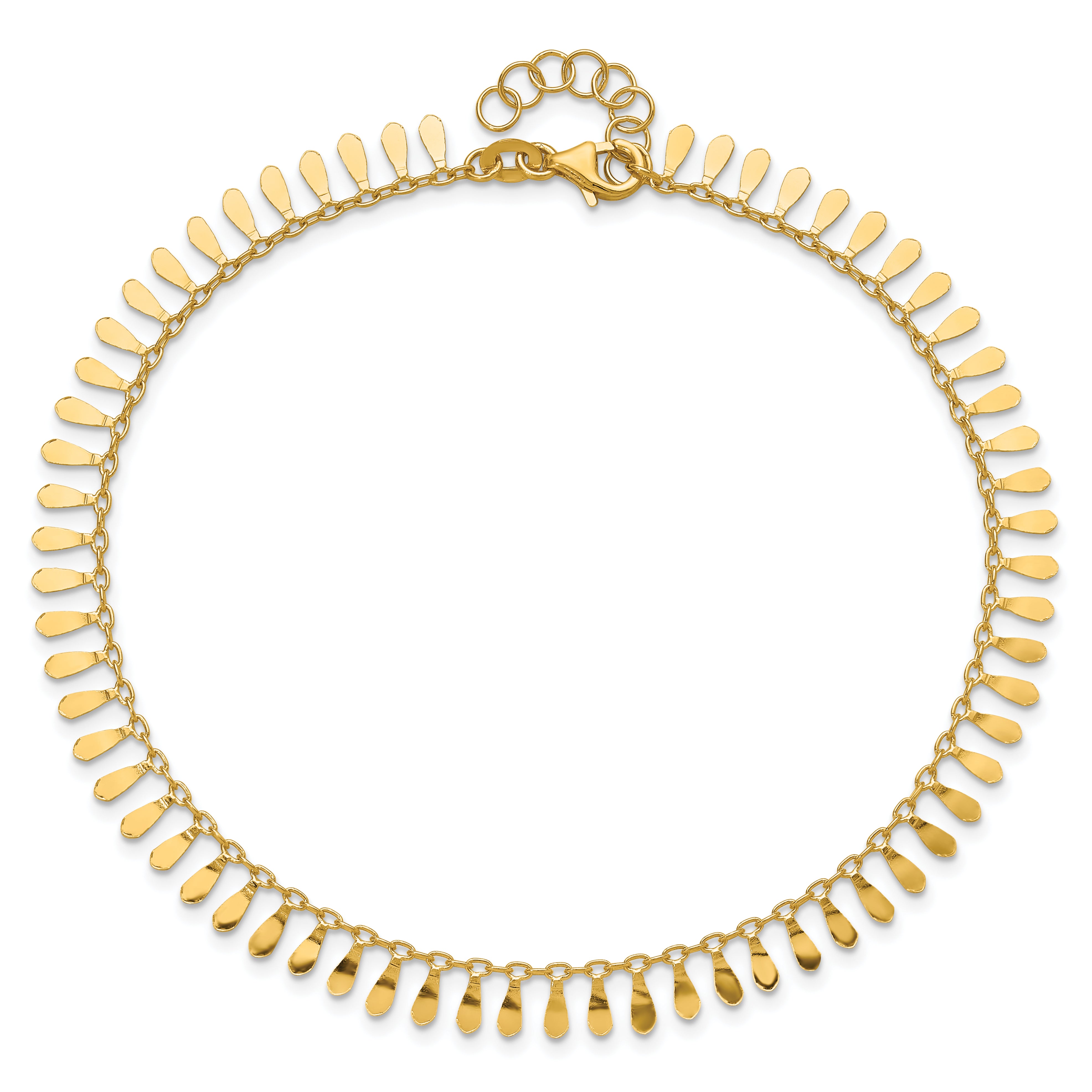14K Polished Fancy 9in Plus 1 in ext. Anklet
