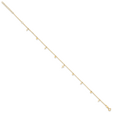 14K Polished Crosses 9in Plus 2in ext. Anklet