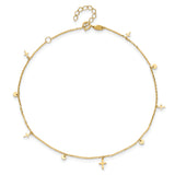 14K Polished Crosses 9in Plus 2in ext. Anklet