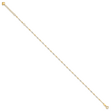 14K Two-tone Polished and Diamond-cut Beads 10in Plus 1in ext. Anklet