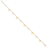 14K Polished Circles 9in Plus 1in ext. Anklet