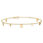 14K Polished Circles 9in Plus 1in ext. Anklet