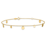14K Polished Circles 9in Plus 1in ext. Anklet