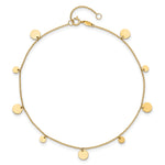 14K Polished Circles 9in Plus 1in ext. Anklet