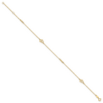 14k Polished Hearts and Infinity 9in Plus 1in ext. Anklet
