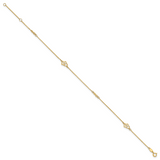 14k Polished Hearts and Infinity 9in Plus 1in ext. Anklet