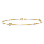 14k Polished Hearts and Infinity 9in Plus 1in ext. Anklet