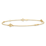 14k Polished Hearts and Infinity 9in Plus 1in ext. Anklet