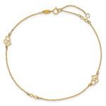 14k Polished Hearts and Infinity 9in Plus 1in ext. Anklet