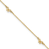 14k Polished Bows 9in Plus 1in ext. Anklet