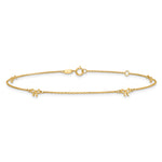 14k Polished Bows 9in Plus 1in ext. Anklet