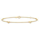 14k Polished Bows 9in Plus 1in ext. Anklet