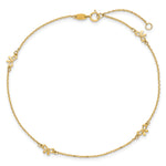 14k Polished Bows 9in Plus 1in ext. Anklet