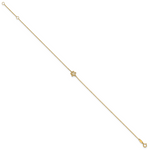 14K Polished Mother of Pearl Flower 9in Plus 1in ext. Anklet