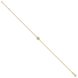 14K Polished Mother of Pearl Flower 9in Plus 1in ext. Anklet
