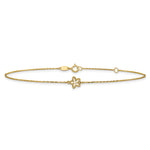 14K Polished Mother of Pearl Flower 9in Plus 1in ext. Anklet