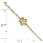 14K Polished Mother of Pearl Flower 9in Plus 1in ext. Anklet