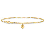 14k Figaro Link with Dangling Heart Anklet