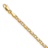 14k and Rose Xs and Hearts 9in Anklet