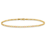 14k and Rose Xs and Hearts 9in Anklet
