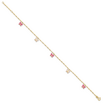 14k Enameled Butterfly 9in Plus 1in Ext Anklet
