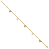 14k Enameled Butterfly 9in Plus 1in Ext Anklet