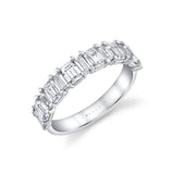 Alternating Emerald and Baguette Diamond Wedding Ring