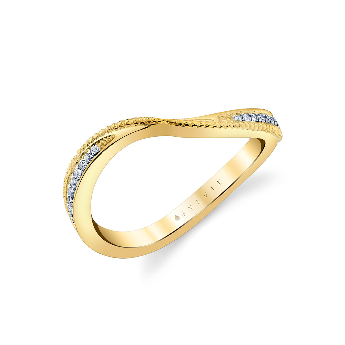 Diamond Wave Wedding Ring with Milgrain